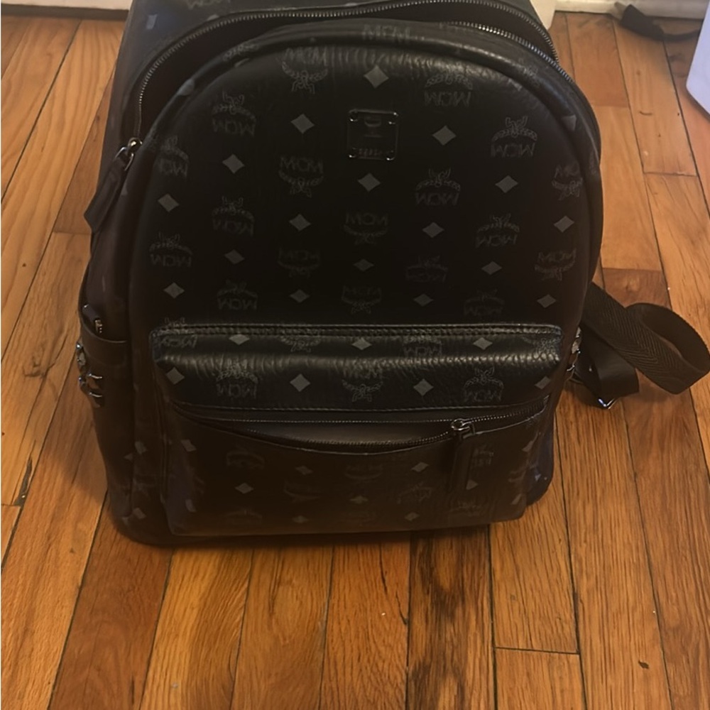 MCM Black Monogram Backpack